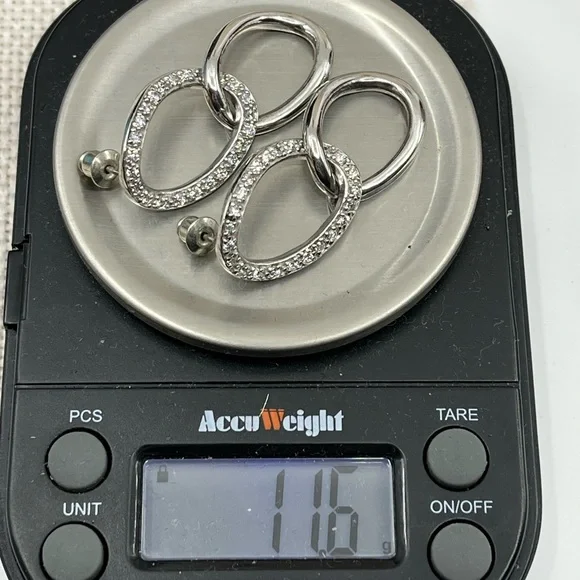 Vintage Sterling Silver Dangle Earrings with Brilliant Sparkle - Picture 15 of 15